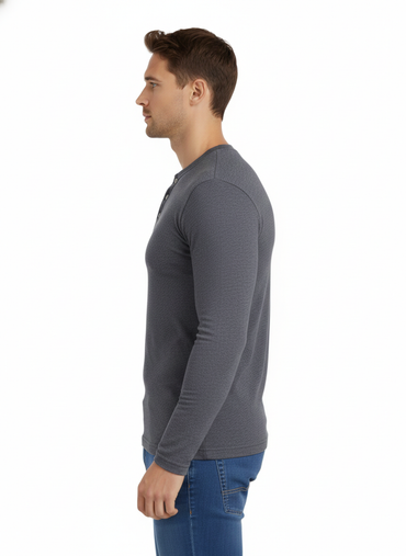 Gray Henley Ribbed shirt