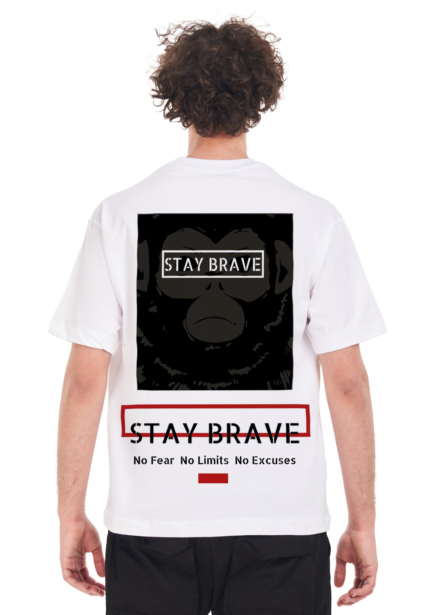 Stay Brave tee Oversized printed White T-shirt .