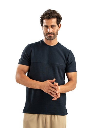 D-BLUE JACQUARD COTTON T-SHIRT