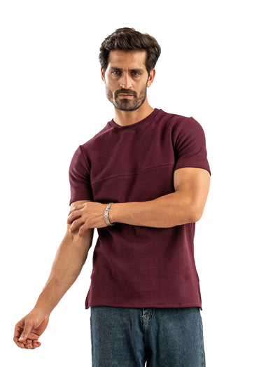 D-RED JACQUARD COTTON T-SHIRT