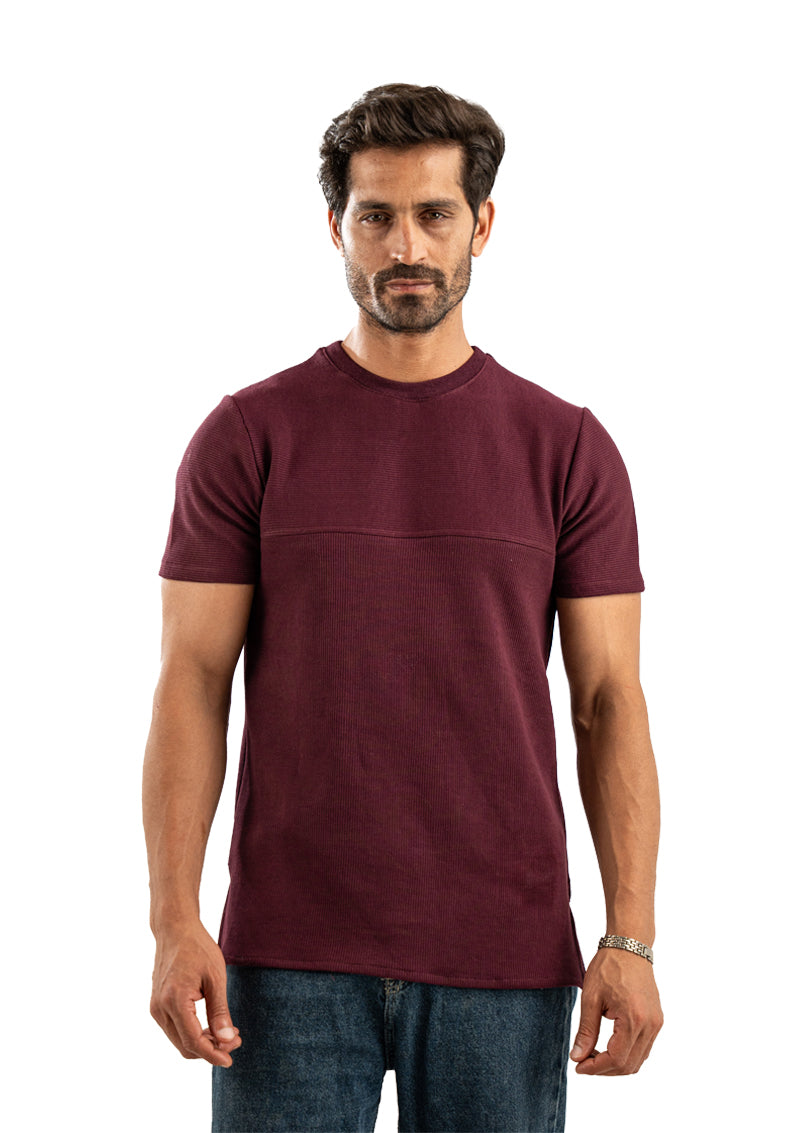 D-RED JACQUARD COTTON T-SHIRT
