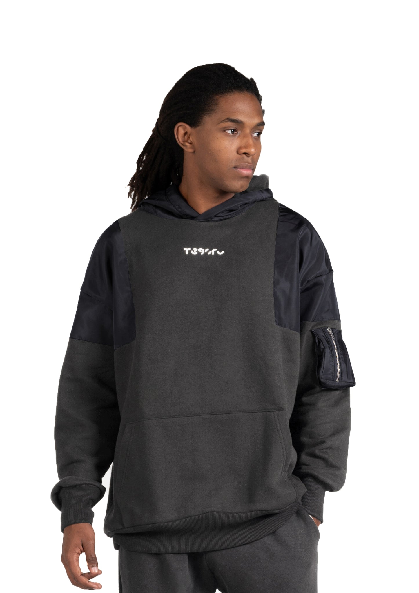 D-Gray Waterproof Hoodie Zipper pocket .