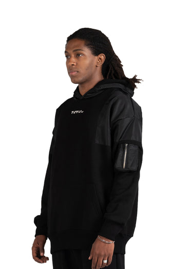 Black Waterproof Hoodie Zipper pocket .