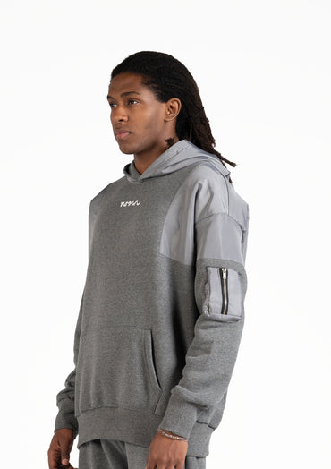 L-Gray Waterproof Hoodie Zipper pocket .