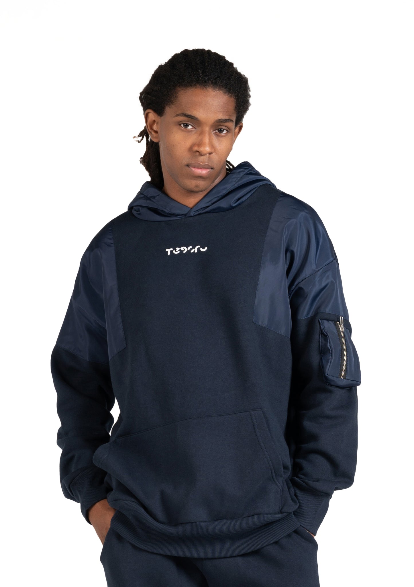 D-Blue Waterproof Hoodie Zipper pocket .