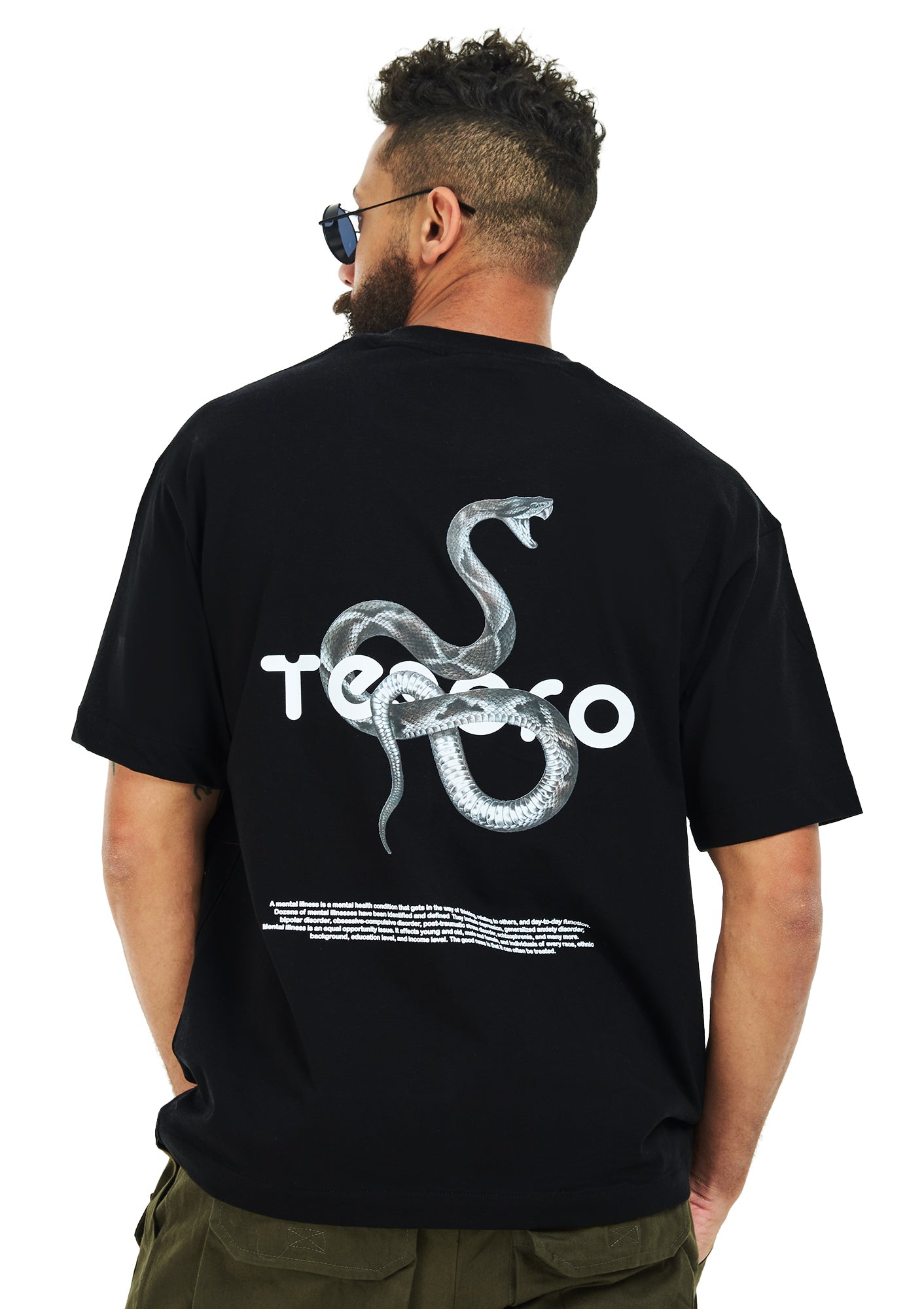 Snake Oversized printed Black T-shirt .