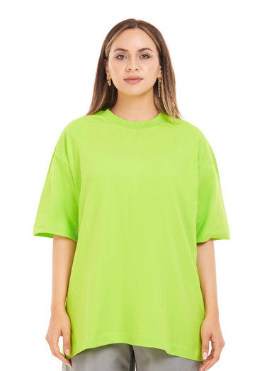 Flower tee Oversized printed Green apple T-shirt for Her