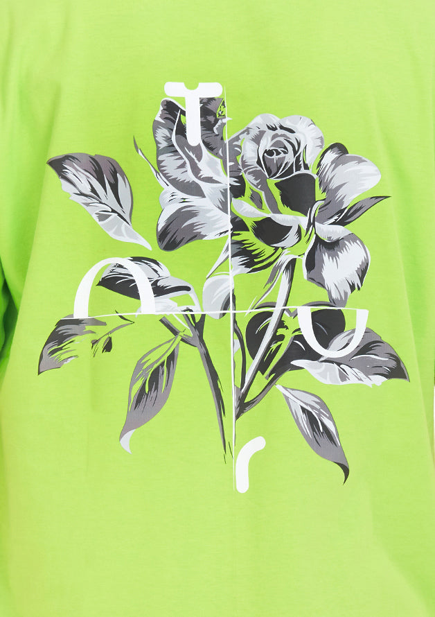 Flower tee Oversized printed Green apple T-shirt .
