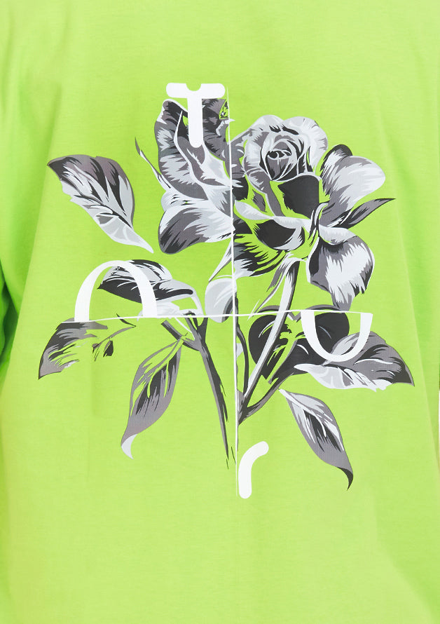 Flower tee Oversized printed Green apple T-shirt .