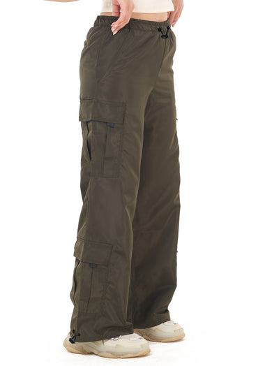 Olive pocket parachute pant