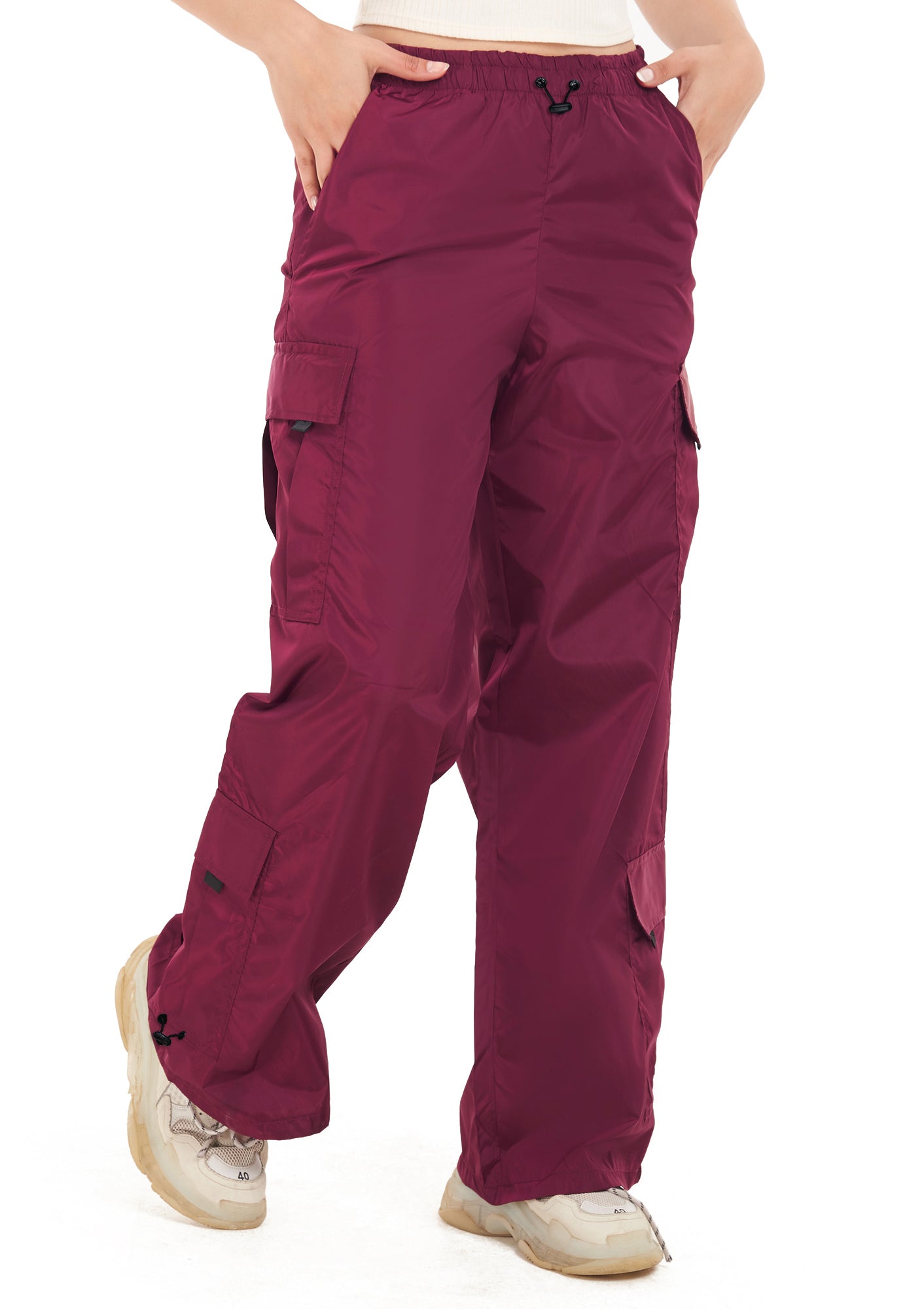 D-Red pocket parachute pant