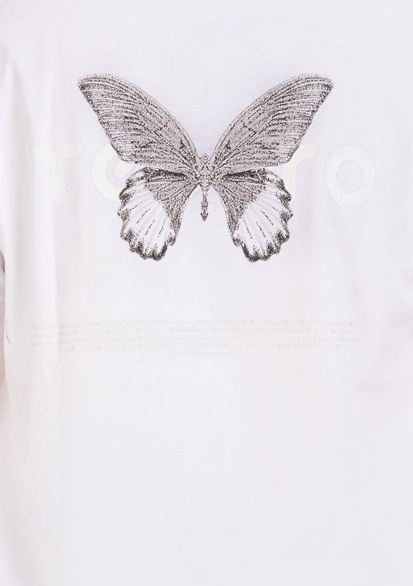 Butterfly tee Oversized printed White T-shirt .