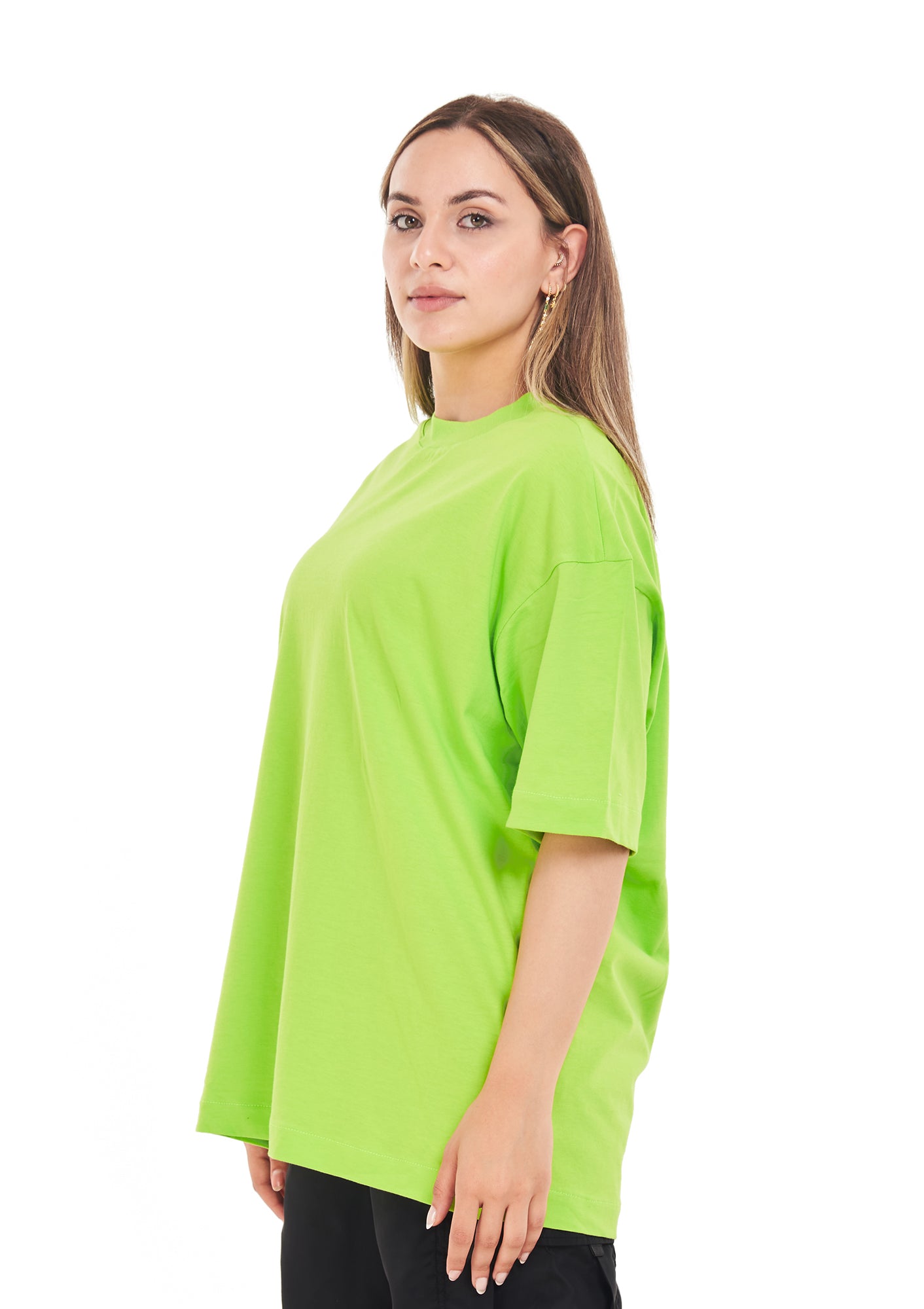 Unique Oversized printed Green apple T-shirt for Her