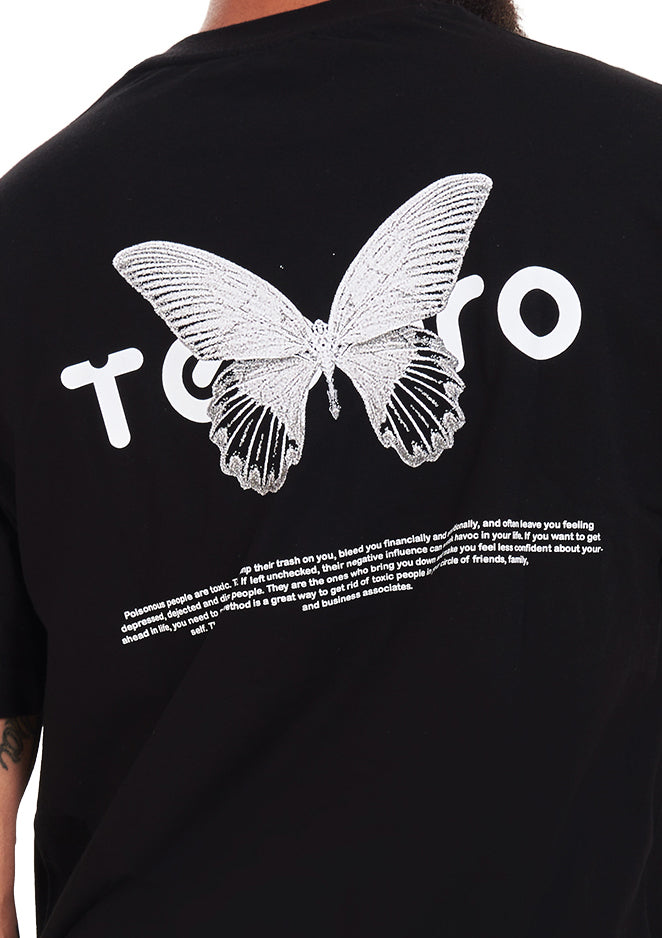 Butterfly tee Oversized printed Black T-shirt .