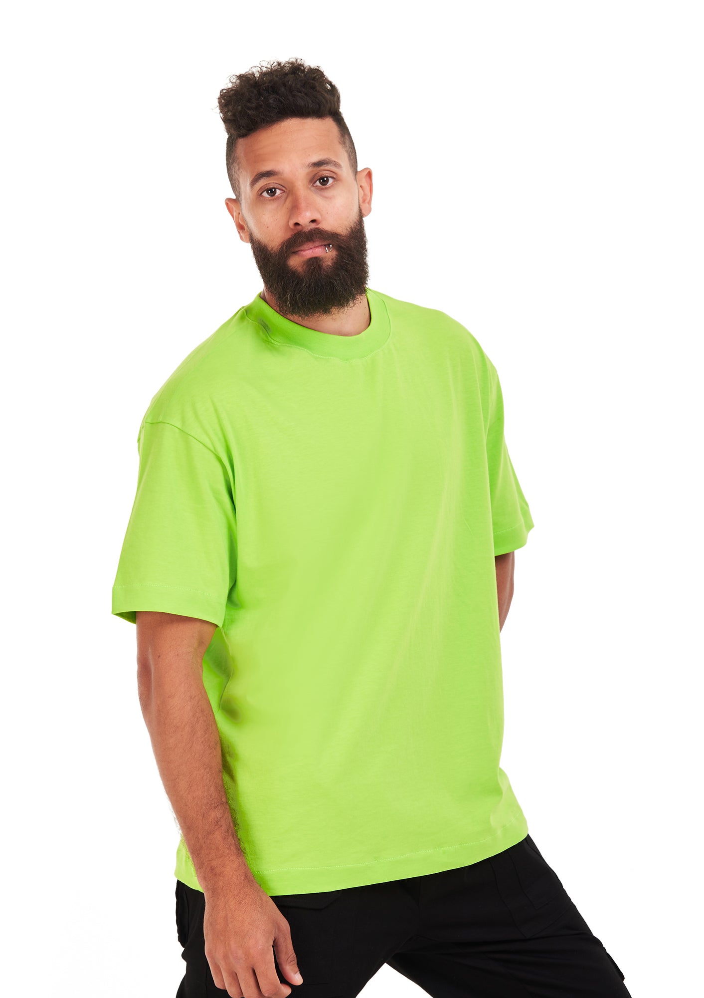 Signature Face Oversized printed Green apple T-shirt .