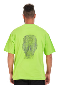 Signature Face Oversized printed Green apple T-shirt .