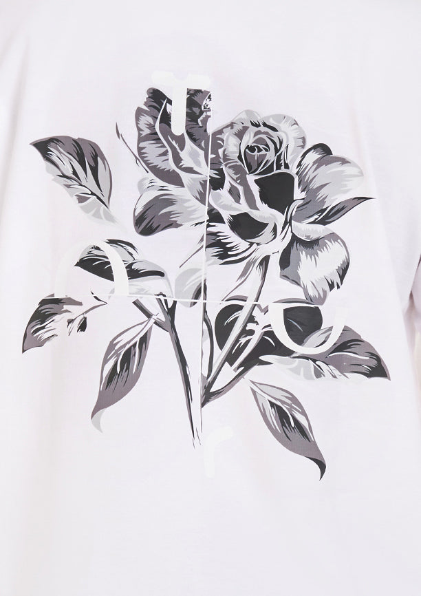 Flower tee  Oversized printed White T-shirt .