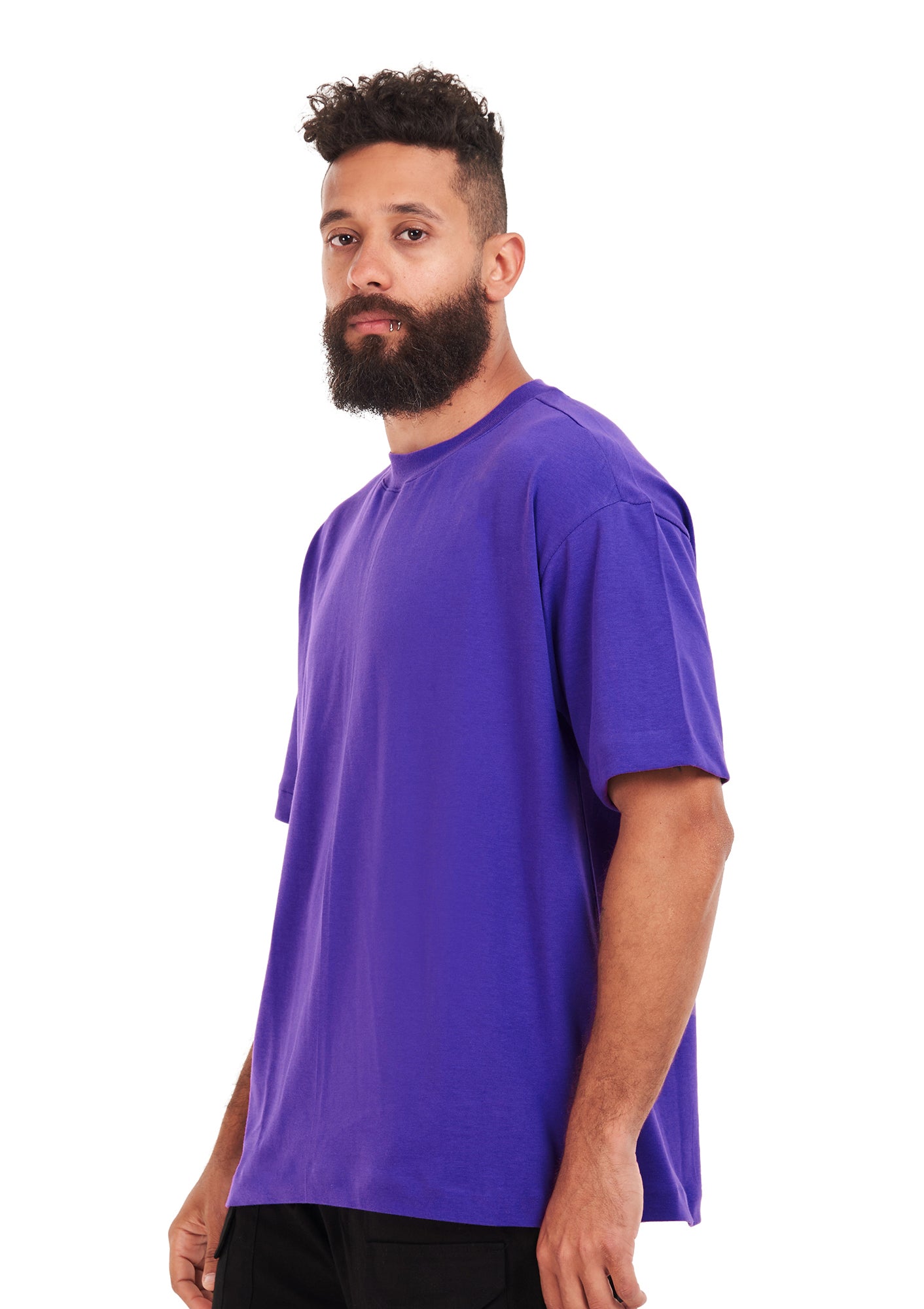 Words tee Oversized printed Purple T-shirt .
