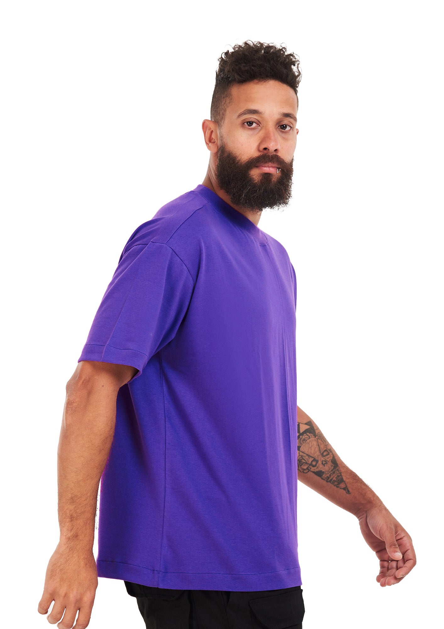 Words tee Oversized printed Purple T-shirt .