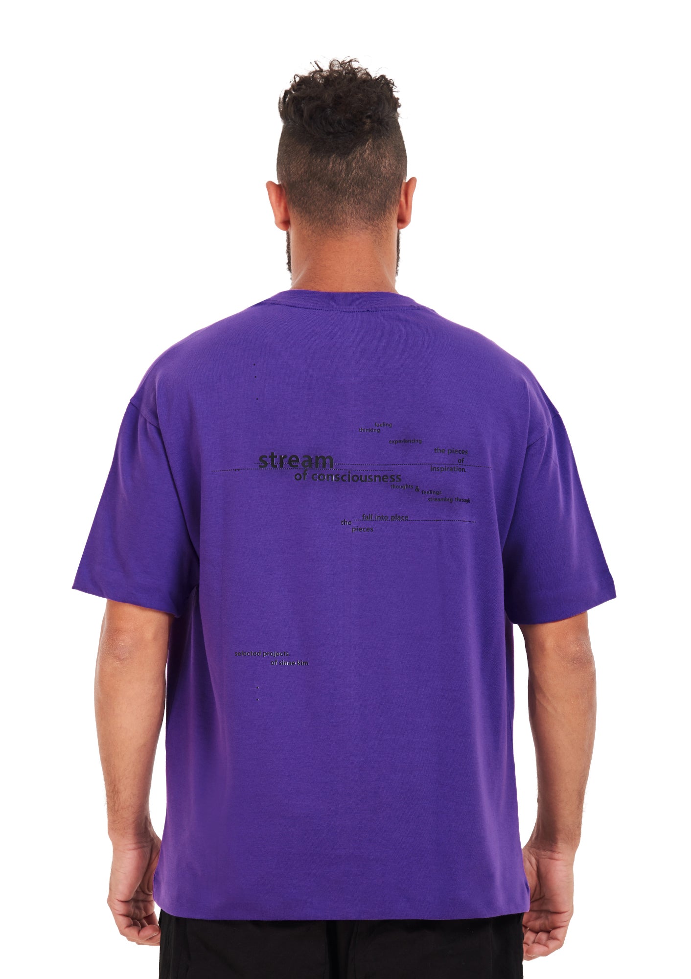Words tee Oversized printed Purple T-shirt .