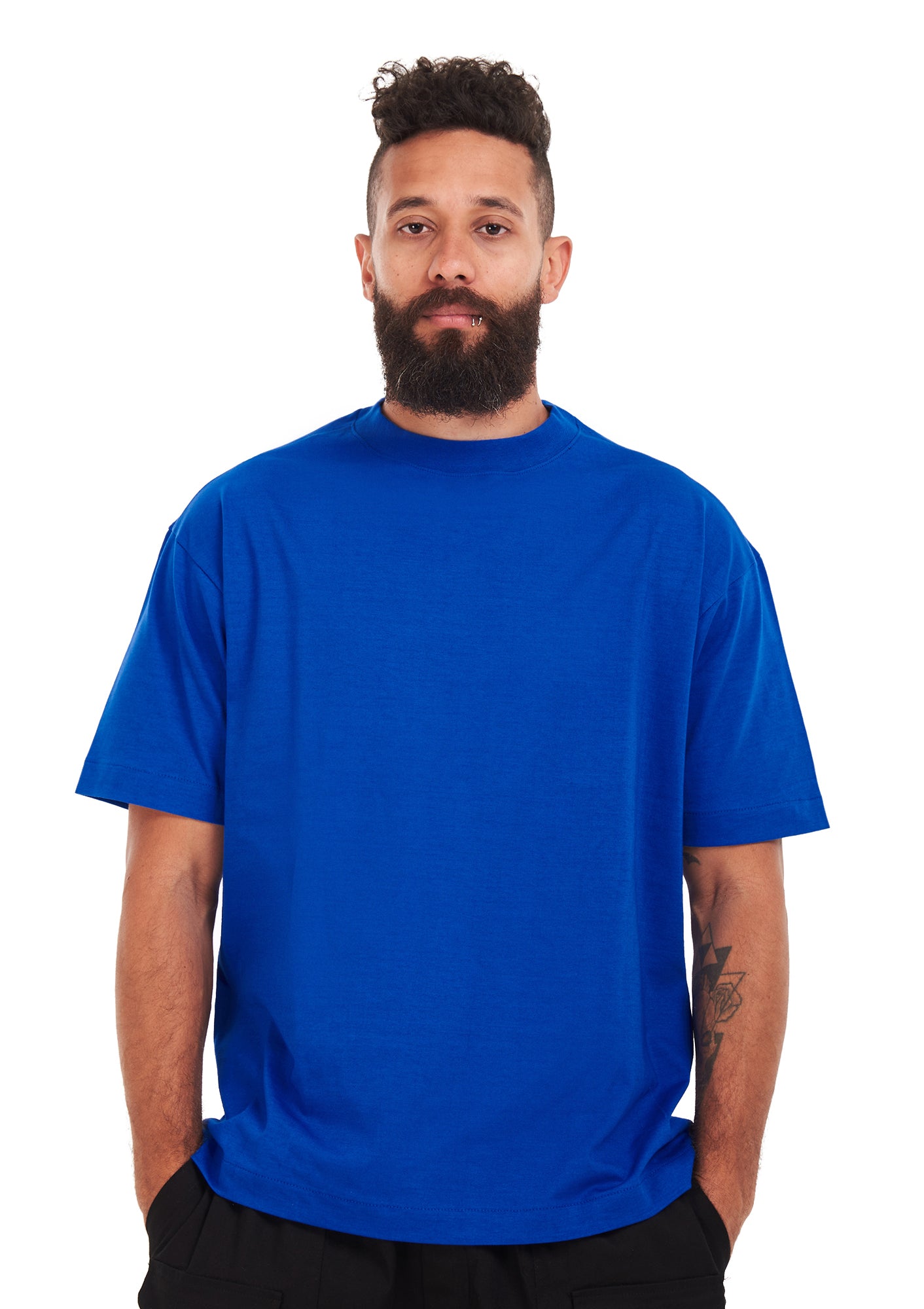 Signature Face Oversized printed Royal blue T-shirt .