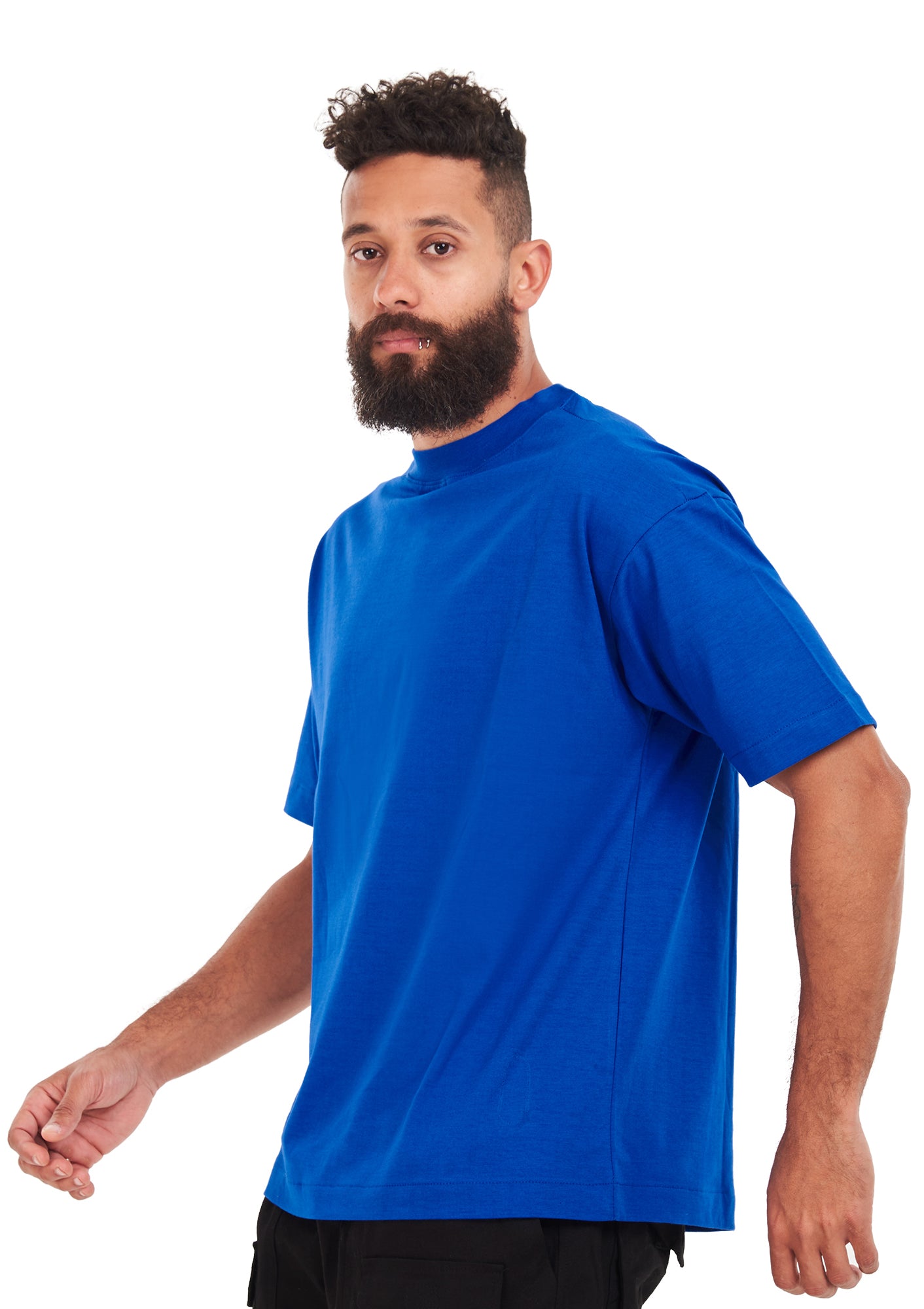 Signature Face Oversized printed Royal blue T-shirt .