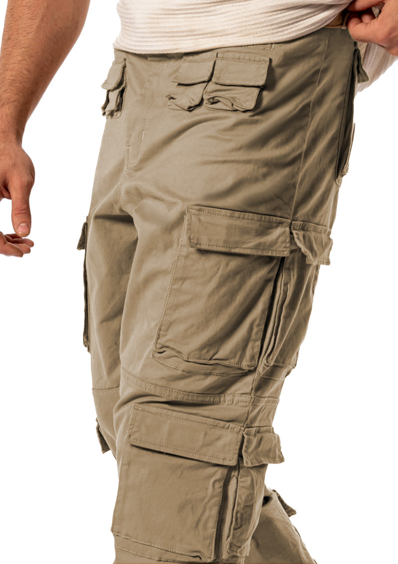 BEIGE CARGO JOGGER WITH EIGHTEEN POCKETS