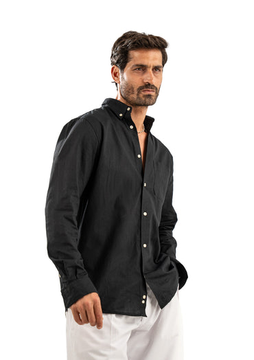 BLACK LINEN SHIRT