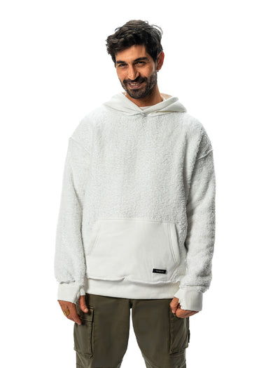 white fur cotton hoodie