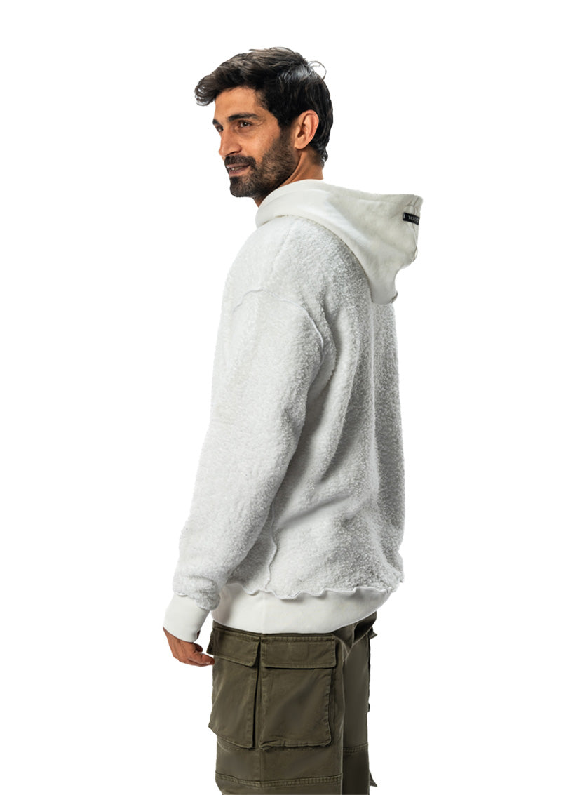 white fur cotton hoodie