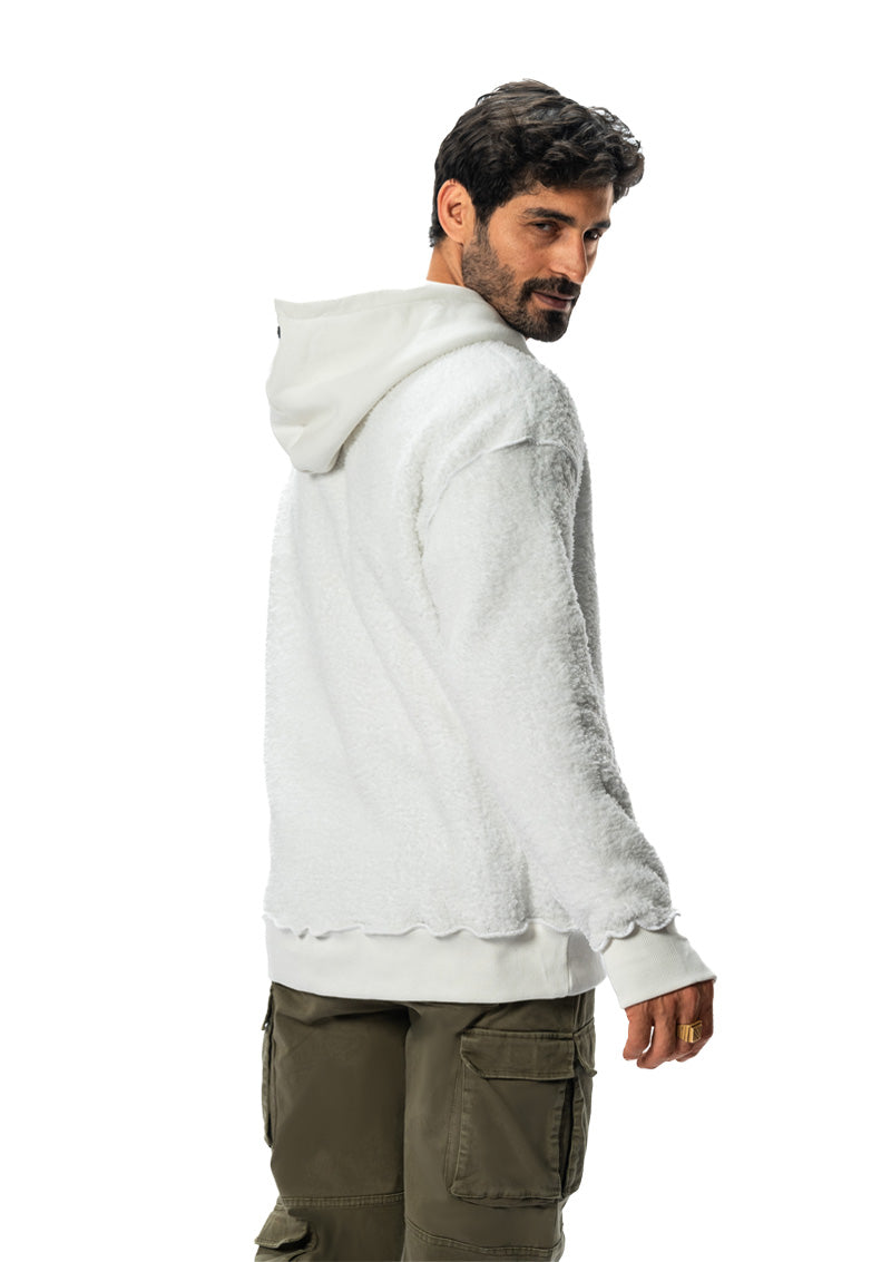 white fur cotton hoodie
