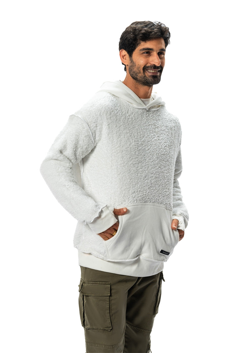 white fur cotton hoodie