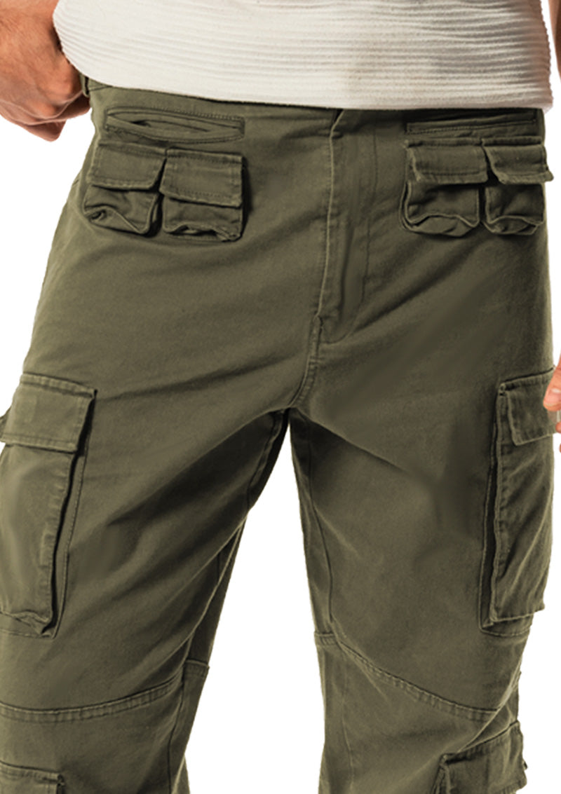 OLIVE CARGO JOGGER WITH EIGHTEEN POCKETS