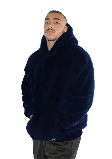 Blue Fur Oversized Hoodie