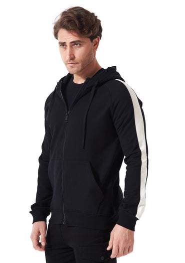Side Stripe Hoodie Sweatshirt (Black)