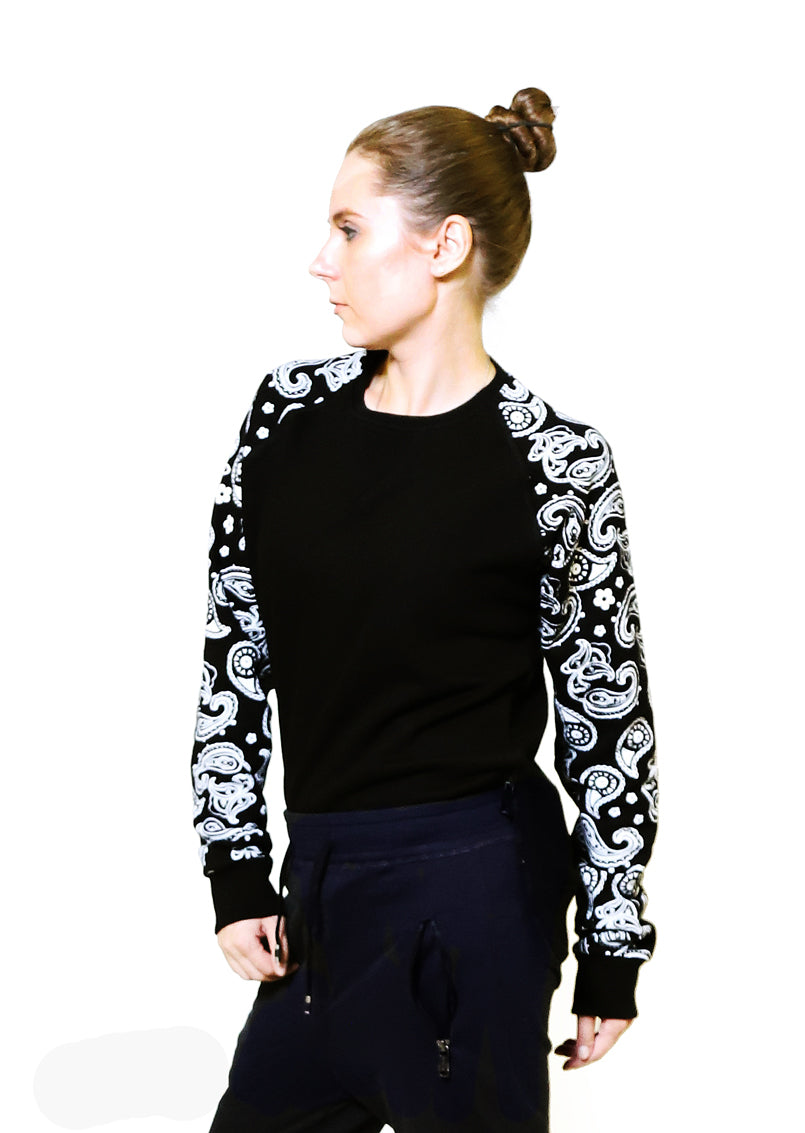 Back & Sleeves Printed Sweatshirt Black for Her