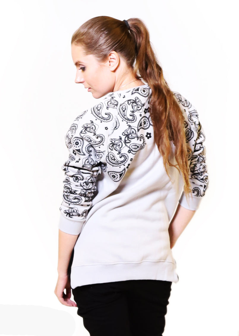 Back & Sleeves Printed Sweatshirt Grey for Her