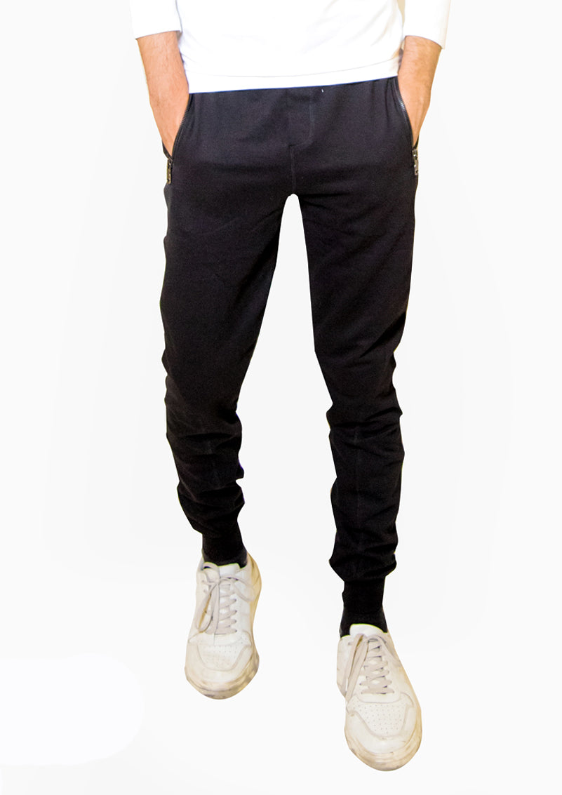 Black Jogger Zipper Pockets For Him