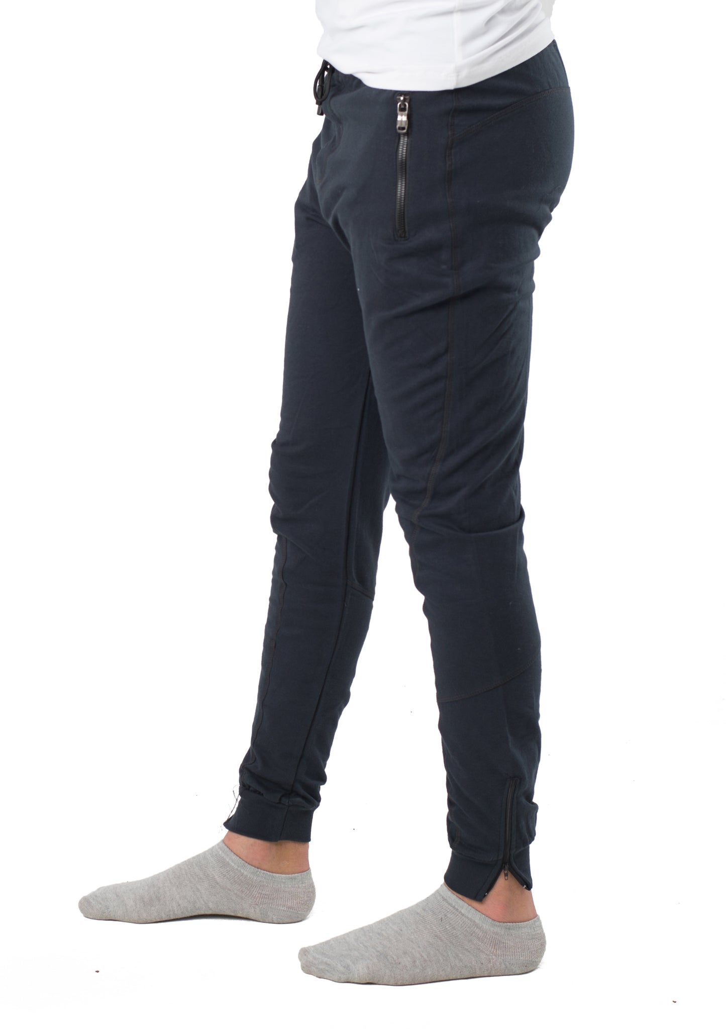 Ankle zipper dark blue Jogger with Zipper Pockets for him