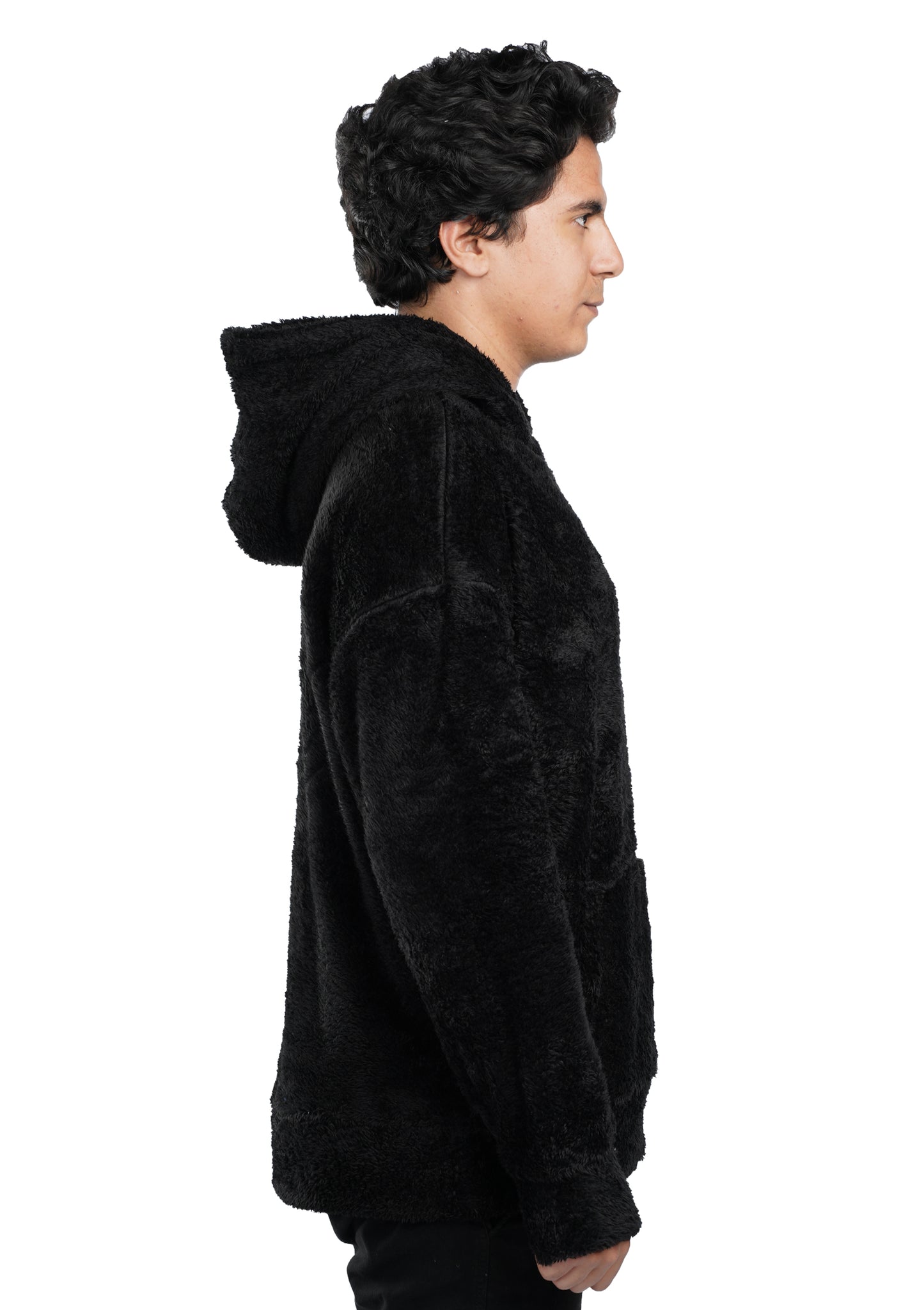 Black Fur Oversized Hoodie