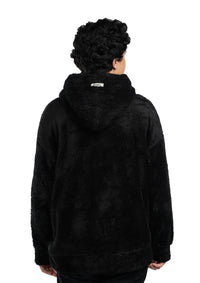 Black Fur Oversized Hoodie