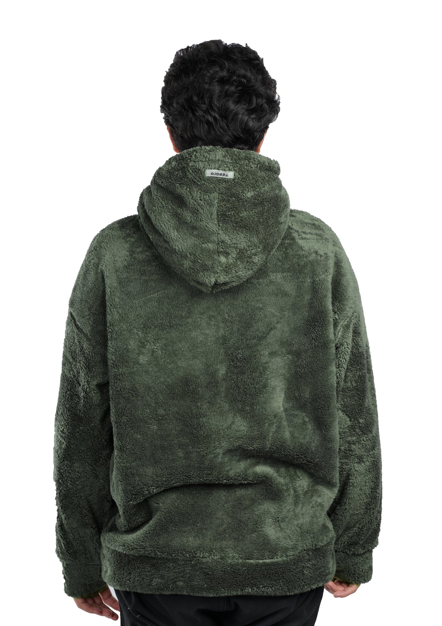 Olive Green Fur Oversized Hoodie