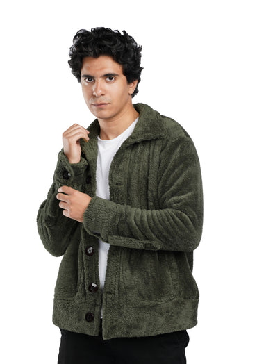 Olive Green Fur Jacket