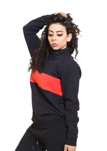 Zipper Neck Sweatshirt Black for Her