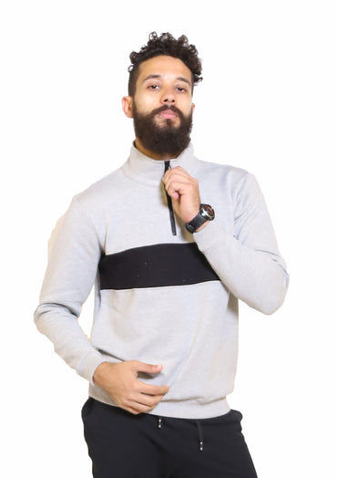 Zipper Neck Sweatshirt Grey