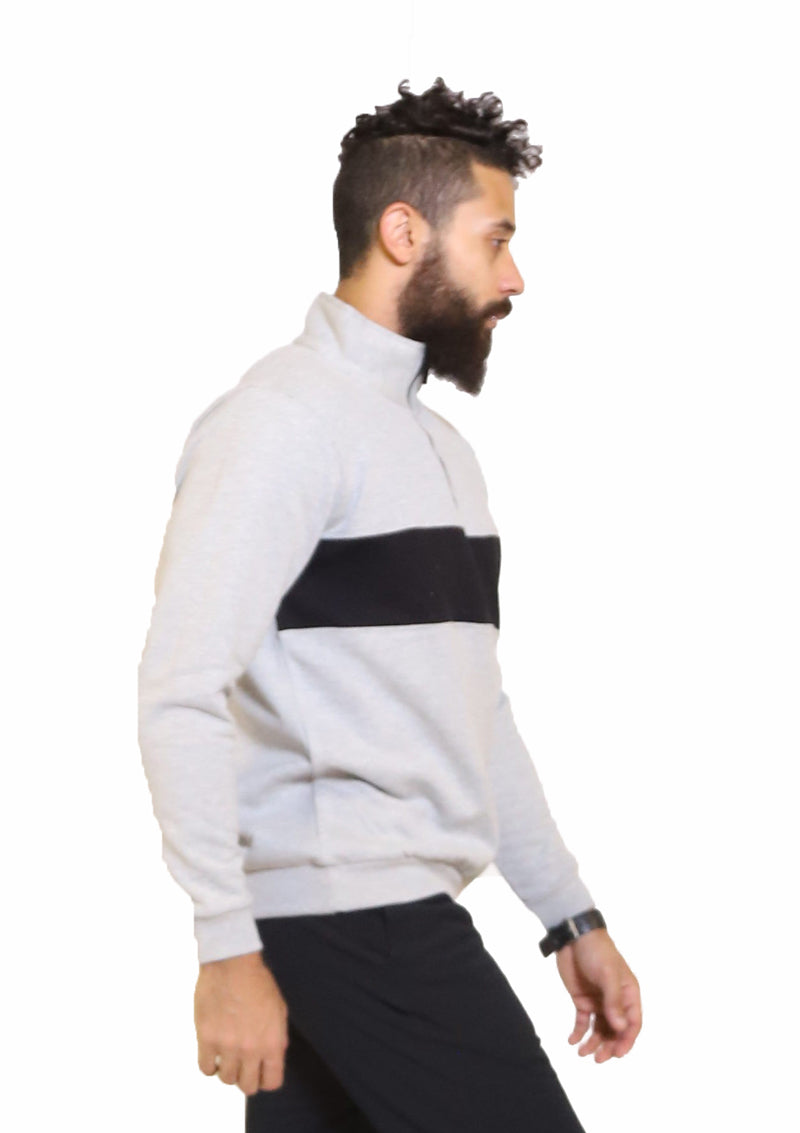 Zipper Neck Sweatshirt Grey