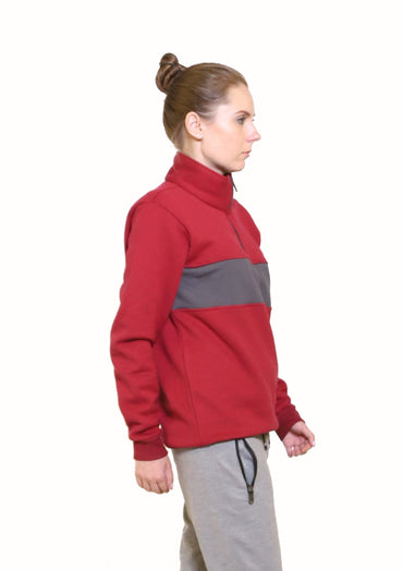 Zipper Neck Sweatshirt Red for Her