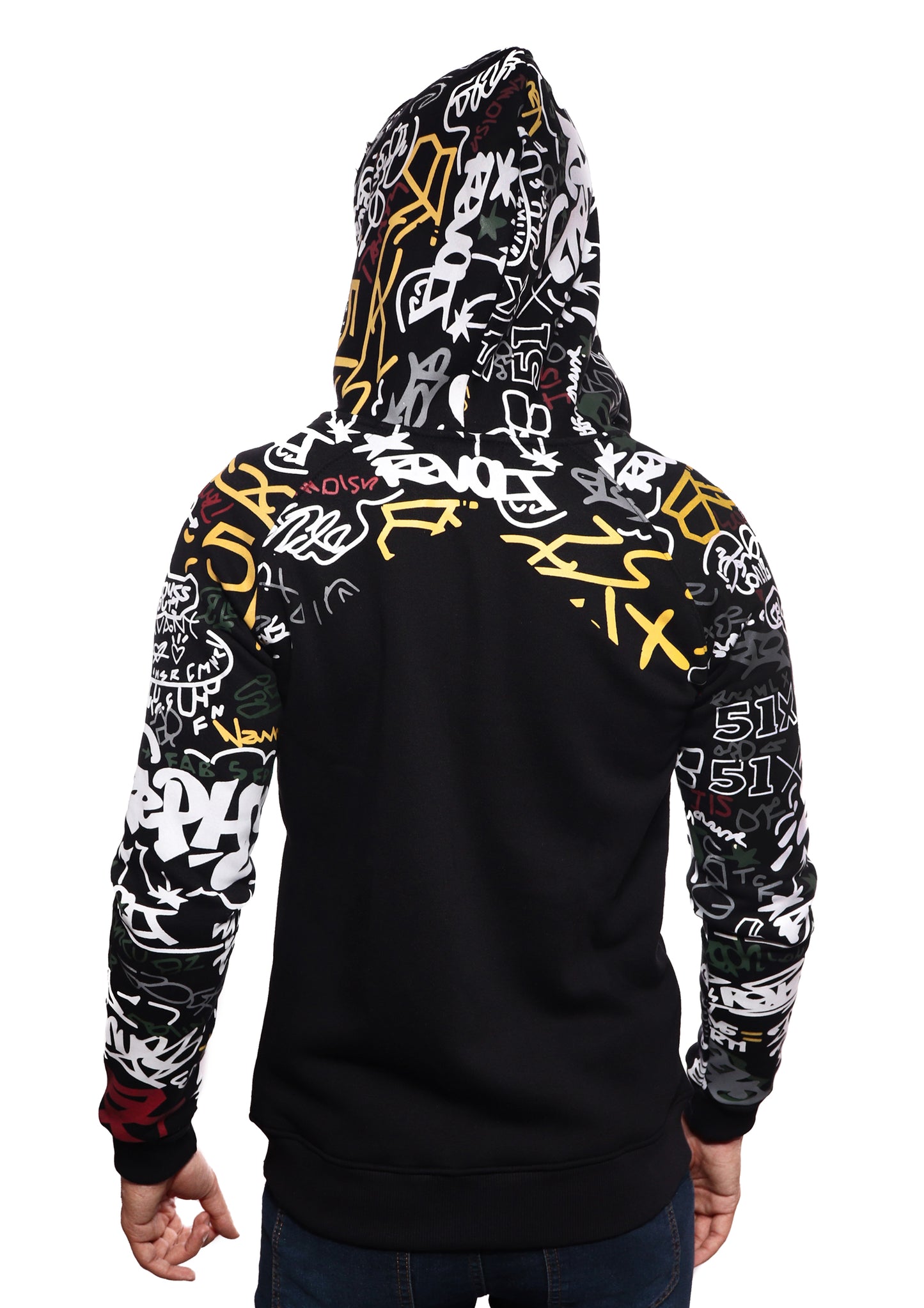 Printed Hoodie-133- Black