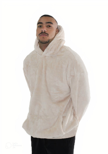 Light Beige Fur Oversized Hoodie