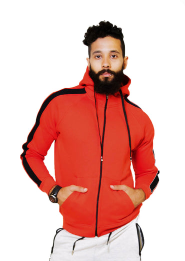 Side Stripe Hoodie Sweatshirt (Red)